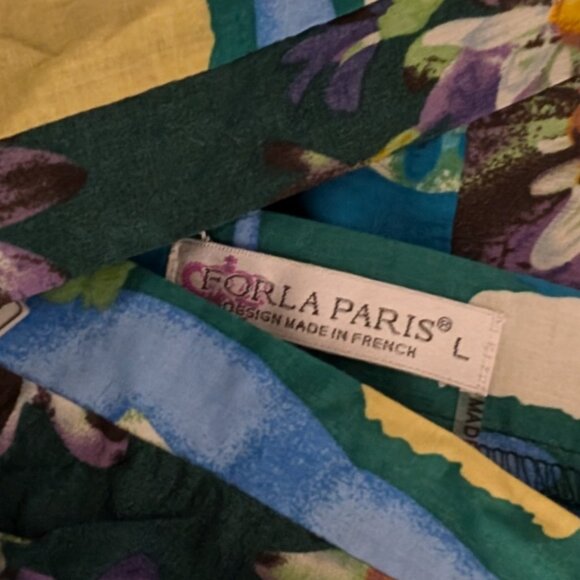 Forla Paris dress Floral Size L Green Marque BT Modelle Depose NWT - Picture 3 of 5